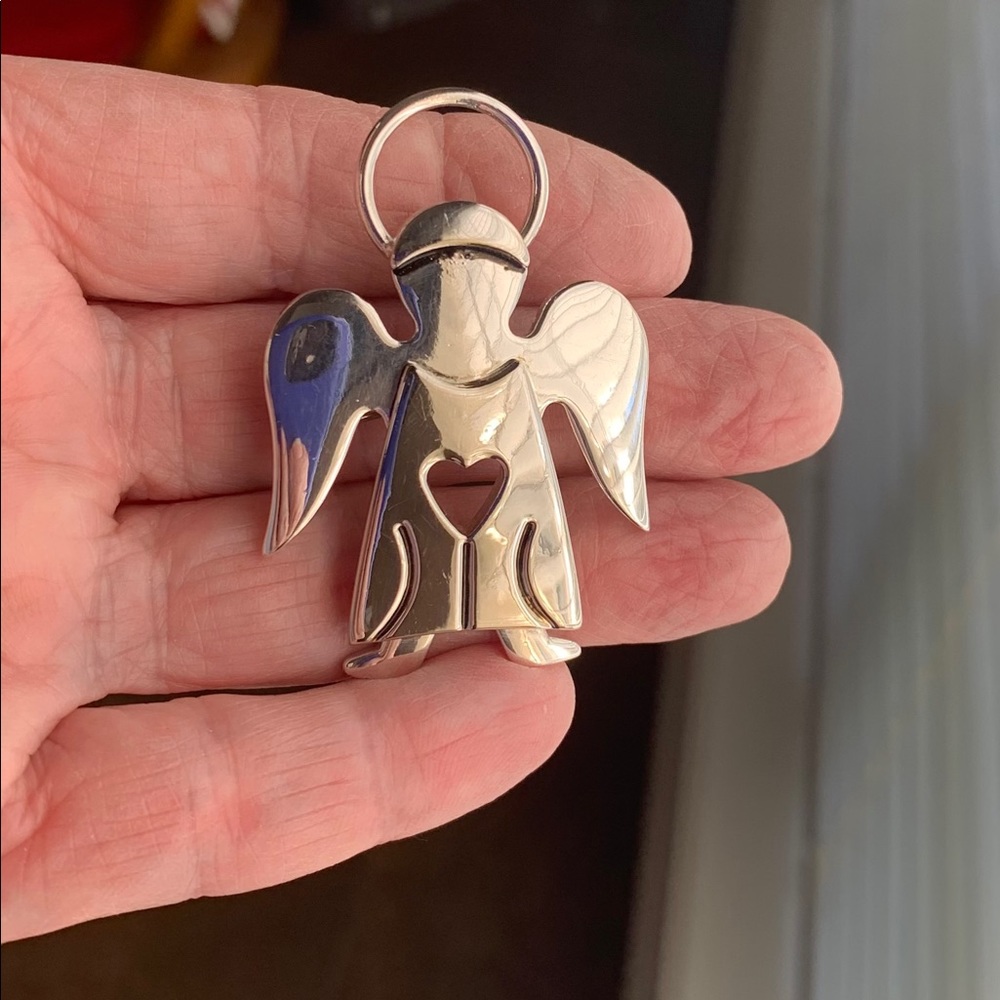 😇 EUC STERLING SILVER ANGEL PENDANT,OR PIN.